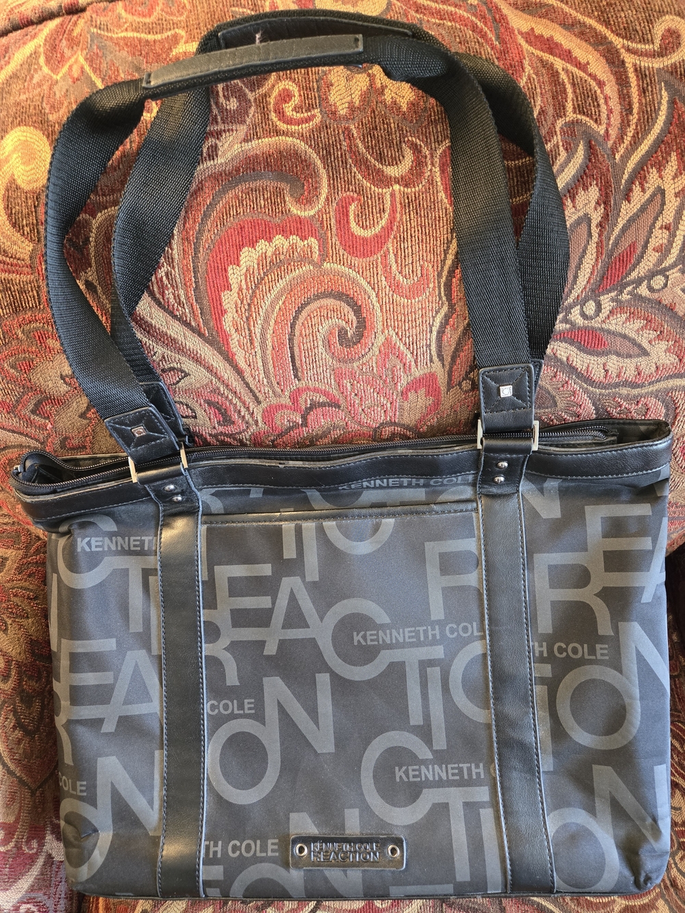 Kenneth Cole Reaction Black Logo Tote Bag, Laptop Compartment